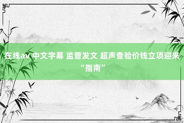 在线av 中文字幕 监管发文 超声查验价钱立项迎来“指南”