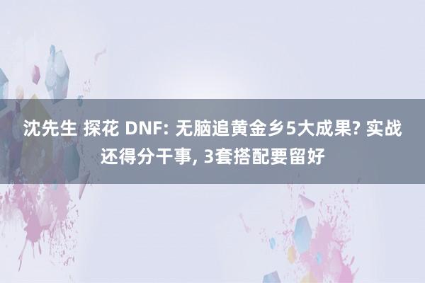 沈先生 探花 DNF: 无脑追黄金乡5大成果? 实战还得分干事， 3套搭配要留好